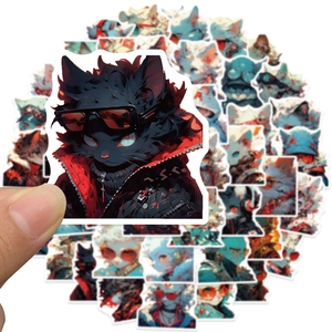 Lot de 50 autocollants de chat graffiti cyberpunk pour ordinateur portable et décor PVC