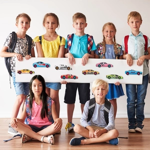 Set di 8 adesivi per auto da corsa a colori per decorazioni fai-da-te e scuola