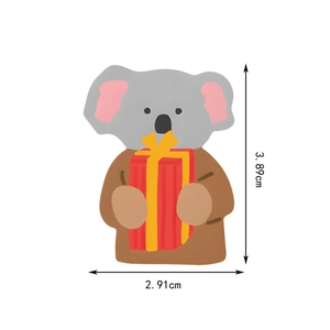 Vista dettagliata di un ciondolo a forma di koala con dimensioni e motivo regalo festivo