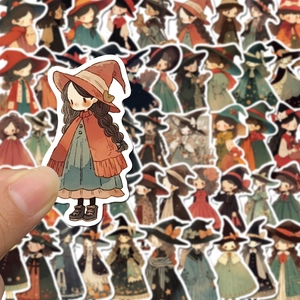 50pcs Cute Anime Witch Stickers Set for scrapbooking and laptops with magic theme