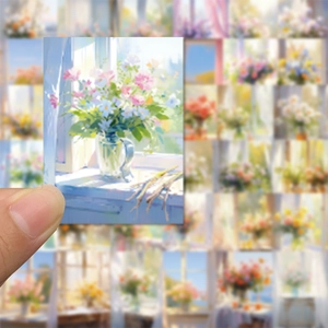 Nahaufnahme der wasserfesten Blumen-Ölgemälde-Sticker für Tagebücher und Alben