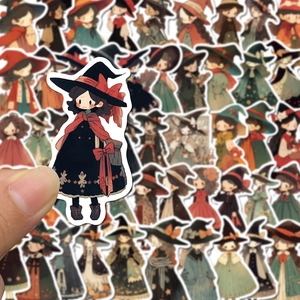 50 pieces of cute hand-drawn cartoon witch stickers for scrapbook and water bottles