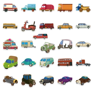 51Pcs cartoon vehicle waterproof stickers set for luggage and laptop decoration