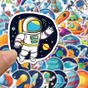 Handheld cartoon astronaut space sticker with waterproof finish for laptop and luggage