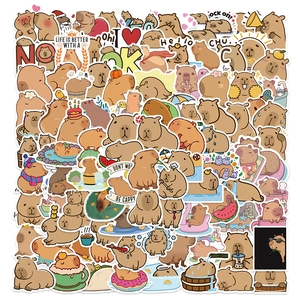 100Pcs Cartoon Capybara Stickers Waterproof PVC Graffiti Decals For Suitcase Laptop Guitar Water Cup DIY Decoration