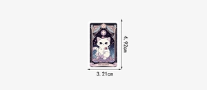 Detailansicht des Eremiten-Katzen-Tarot-Aufklebers mit Maßen von 4,92 cm Höhe und 3,21 cm Breite