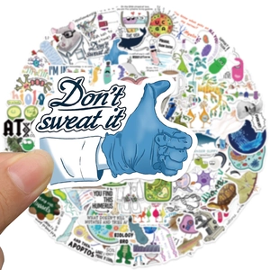 Collection of 100 biology science education stickers with waterproof PVC chemistry designs