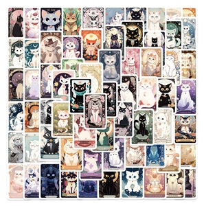 78 Stück Cartoon Katze Tarot Stil Aufkleber Wasserdicht PVC Retro Doodle Dekoration Für Laptop Gepäck Telefon Scrapbooking DIY