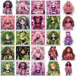 Lot de 25 autocollants filles colorés pour la décoration étanche de PC et téléphone