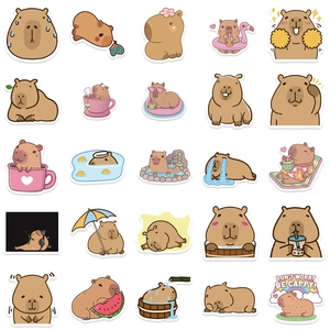 Set of 25 cute waterproof capybara stickers for DIY decoration on laptops and guitars