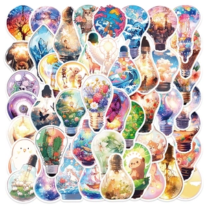 Creative Light Bulb Illustration Stickers Waterproof PVC Decorative Decals For Laptop Phone Journal Water Bottle Art Crafts