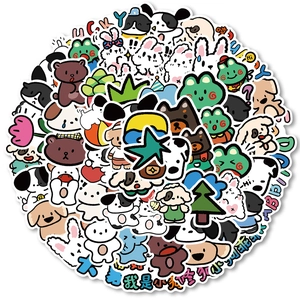 Cute Cartoon Animal Party Puppy Stickers Korean Style Waterproof PVC Stickers For Planners Laptop Water Bottle Decorative Decal Set