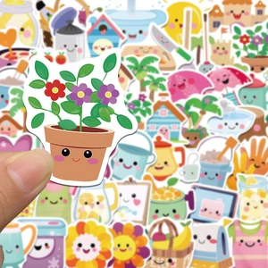 Close-up of cute cartoon stickers with anthropomorphic expressions for journaling DIY