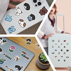 65-piece waterproof Korean cartoon puppy stickers for scrapbooking and laptops decoration