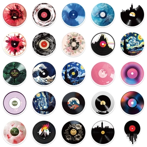 Set of 25 vinyl record graffiti stickers for luggage skateboards and laptops
