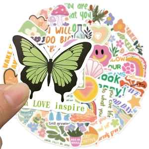 Lot de 50 stickers d'inspiration danoise rose pour ordinateur portable et bagages
