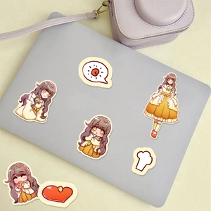 Autocollants mignons de fille pour décorer ordinateur portable et journaux