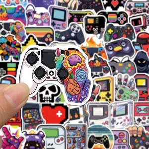 Pack of 57 retro game controller stickers for laptops and suitcases in graffiti style