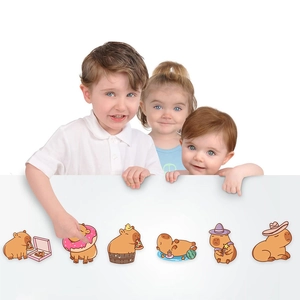 DIY cartoon capybara make-a-face stickers set for kids with six cute funny themes