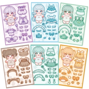 Adesivi Impermeabili in PVC Kawaii DIY Vestizione Personaggi Anime Stile Ins Coreano Decalcomanie Decorative Per Custodia Telefono