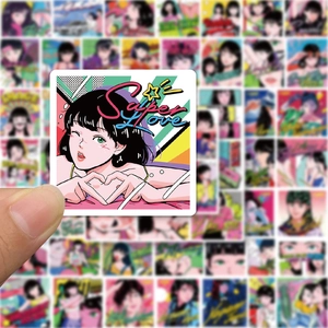 Autocollants fille anime rétro des années 90 avec design Super Love pour ordinateurs