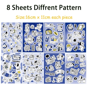 Lot de 8 autocollants imperméables chat et chien pour scrapbooking et coques de tel