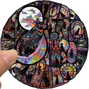 50 Gothic dark cat stickers with stained glass style for laptop and skateboard