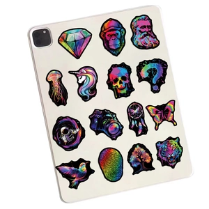 50pcs colorful holographic graffiti stickers set for laptop, car, and DIY waterproof decor