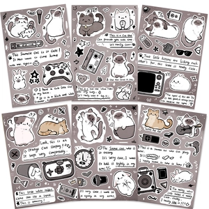 Cartoon Siamese Cat Scrapbooking Stickers Matte PVC Decorative Decals For Handbook Phone Case Laptop DIY Craft Journaling