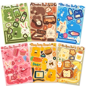 Adesivi Impermeabili in PVC a Forma di Orso Miele e Coniglio per Scrapbooking Cover Telefono Valigia Decorazione Fai Da Te
