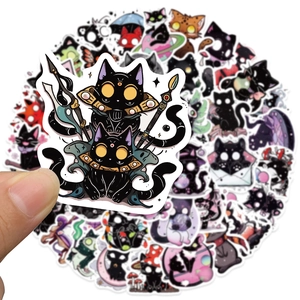 Autocollants chat noir d'Halloween imperméables pour décoration de portable et valise