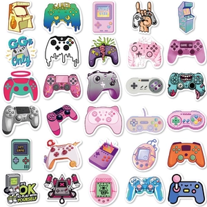 Matrix layout of vintage game console and controller stickers for laptops and luggage