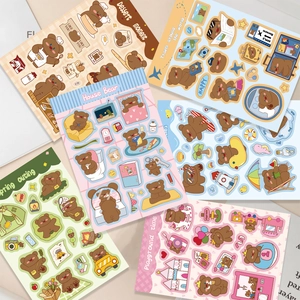 Cartoon Bear Guka Stickers Waterproof DIY PVC Decorative Stickers For Scrapbooking Phone Case Handbook Journaling Stationery