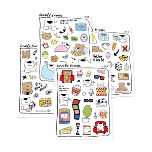Detail of Lovely Friends cartoon stickers featuring cute cats, bears and movie themes