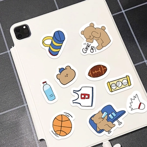 Cartoon bear and cat sports theme stickers for DIY laptop and phone decoration
