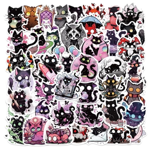 Gothique Chat Noir Autocollants Imperméable Dessin Animé Graffiti Decals Pour Ordinateur Portable Valise Bouteille D'Eau Halloween Fête Cadeau