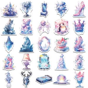 Set of 50 blue ice world PVC waterproof stickers for DIY phone cases and laptops