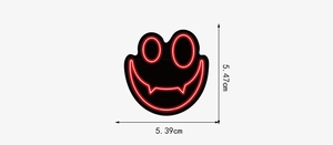 Spécifications de taille pour un autocollant néon horreur de 5,47 cm sur 5,39 cm environ