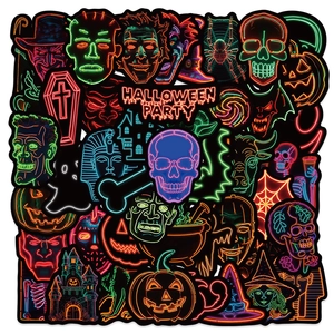 Autocollants d'Halloween de style néon avec des personnages de films d'horreur