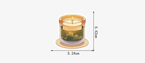 Detailed dimension guide showing a 5.42cm candle sticker with waterproof PVC texture