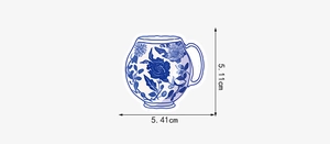 Blue and white porcelain artistic sticker with peony pattern and dimensions 5.4cm x 5.1cm