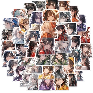 Ensemble d'Autocollants de Fille Anime Imperméables en PVC pour Coque de Téléphone DIY Scrapbook Journal Laptop Autocollants