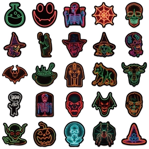 Lot de 25 stickers néon Halloween avec crâne, sorcière et citrouille pour déco ordinateur