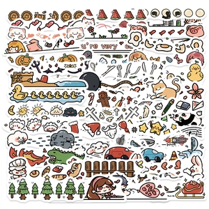 Cute Cartoon Scrapbooking Stickers Waterproof PVC Decorative DIY Phone Case Laptop Diary Journal Material Sticker Set
