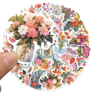 50 pieces of waterproof floral jar stickers for suitcases, skateboards and laptops