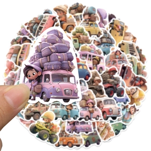 50pcs cute 3D cartoon travel stickers for luggage and laptop waterproof aesthetic decals