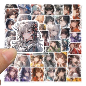 50 pièces d'autocollants fille anime mignonne pour déco DIY ordinateurs et valises