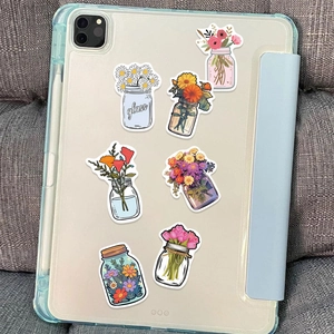 50pcs waterproof floral bottle stickers for laptop, skateboard, and suitcase decor
