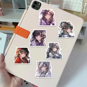 Lot de 6 autocollants de filles animées aux formes uniques pour décorer des tablettes