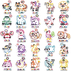 50pcs minimalist animal line art stickers for kids luggage and water bottle decoration